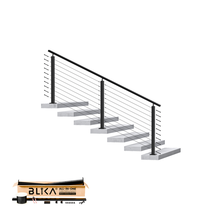 BLIKA One-Stop Custom Cable Railing Kit - Complete Metal Post System
