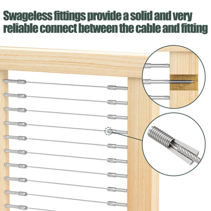 BLIKA Swageless Lag Screws Left & Right For 1/8" & 3/16" Cable Railing