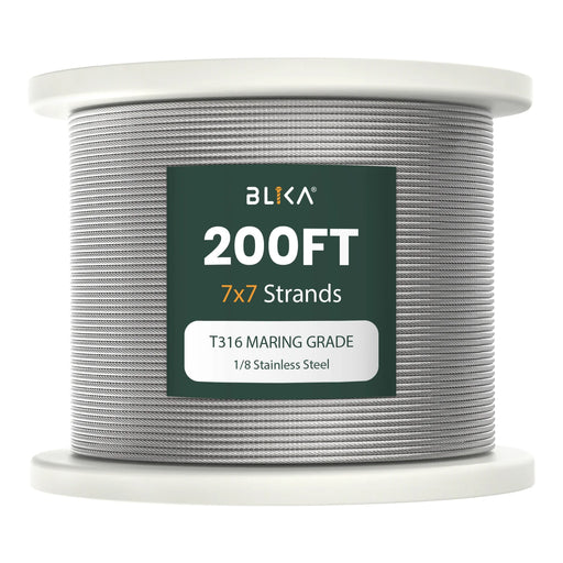 BLIKA 200FT  1/8" Stainless Steel Cable Railing Wire Rope.
