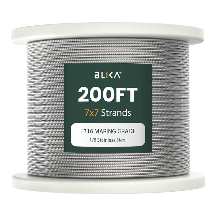 BLIKA 200FT  1/8" Stainless Steel Cable Railing Wire Rope.