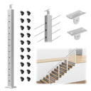 BLIKA 42" Brushed Stainless Steel Pre-Drilled Cable Railing Post for Stair Installations