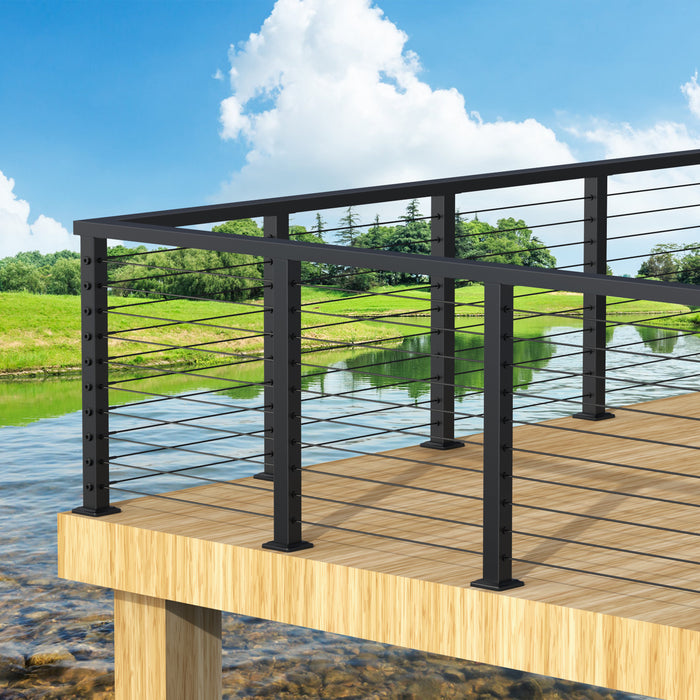 BLIKA 36" Level Drilled Cable Railing Corner Post