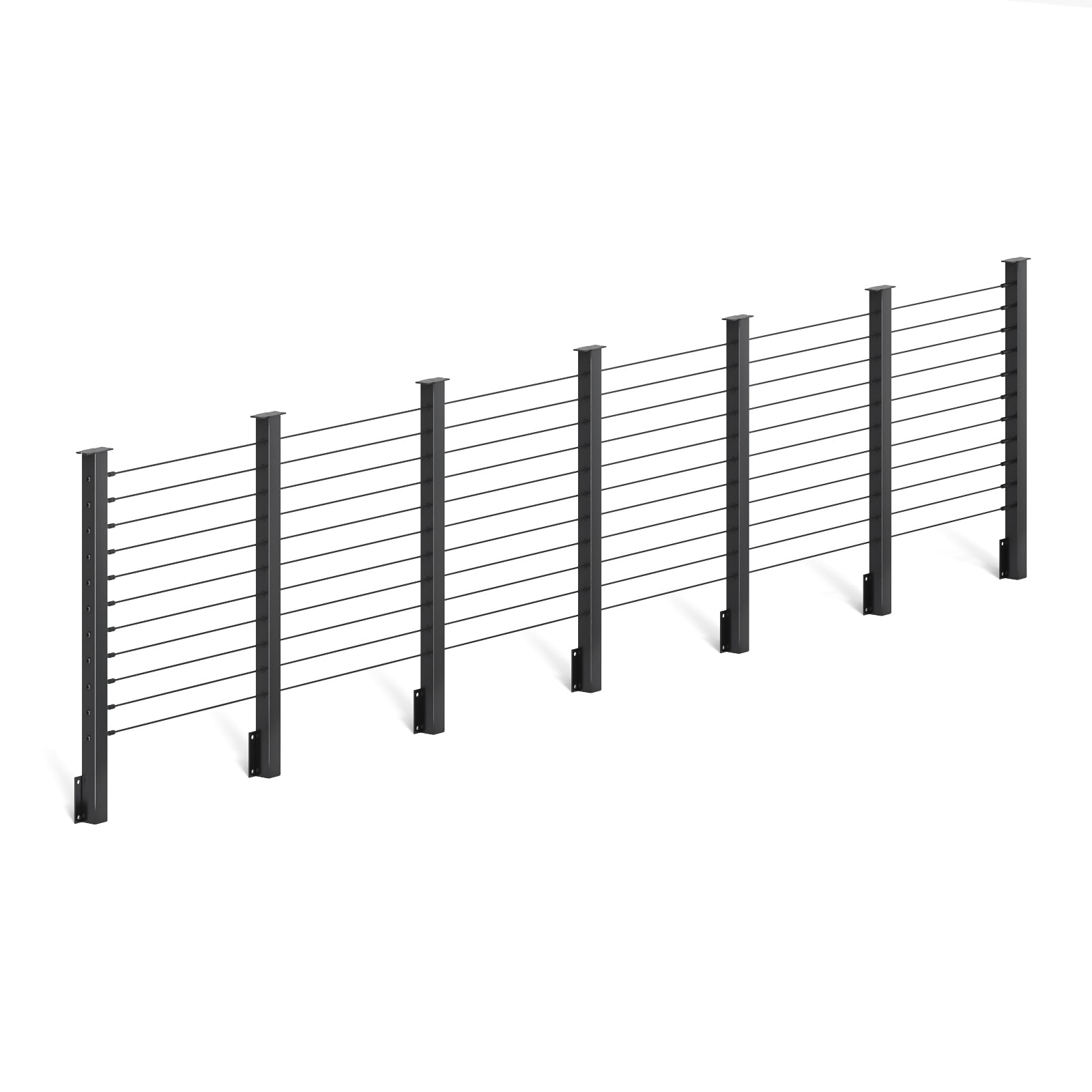 BLIKA  36'' & 42'' Black Side Mount Cable Railing System DIY Kit (4FT - 28FT,  No Handrail)