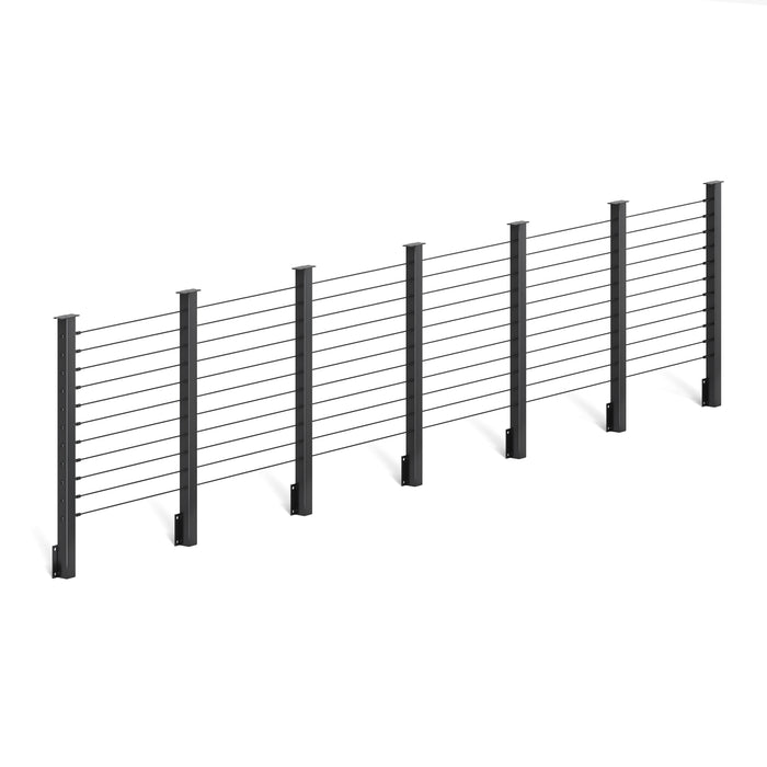 BLIKA  36'' & 42'' Black Side Mount Cable Railing System DIY Kit (4FT - 28FT,  No Handrail)
