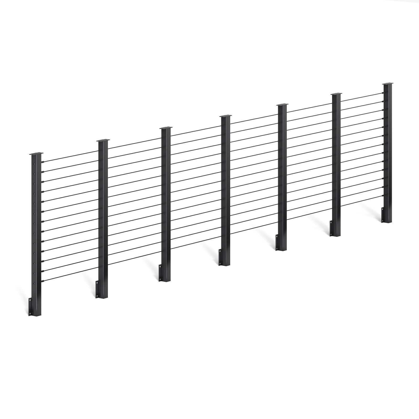 BLIKA  36'' & 42'' Black Side Mount Cable Railing System DIY Kit (4FT - 28FT,  No Handrail)