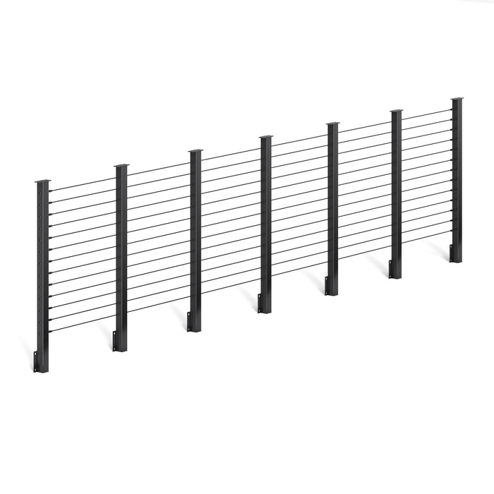 BLIKA  36'' & 42'' Black Side Mount Cable Railing System DIY Kit (4FT - 28FT,  No Handrail)