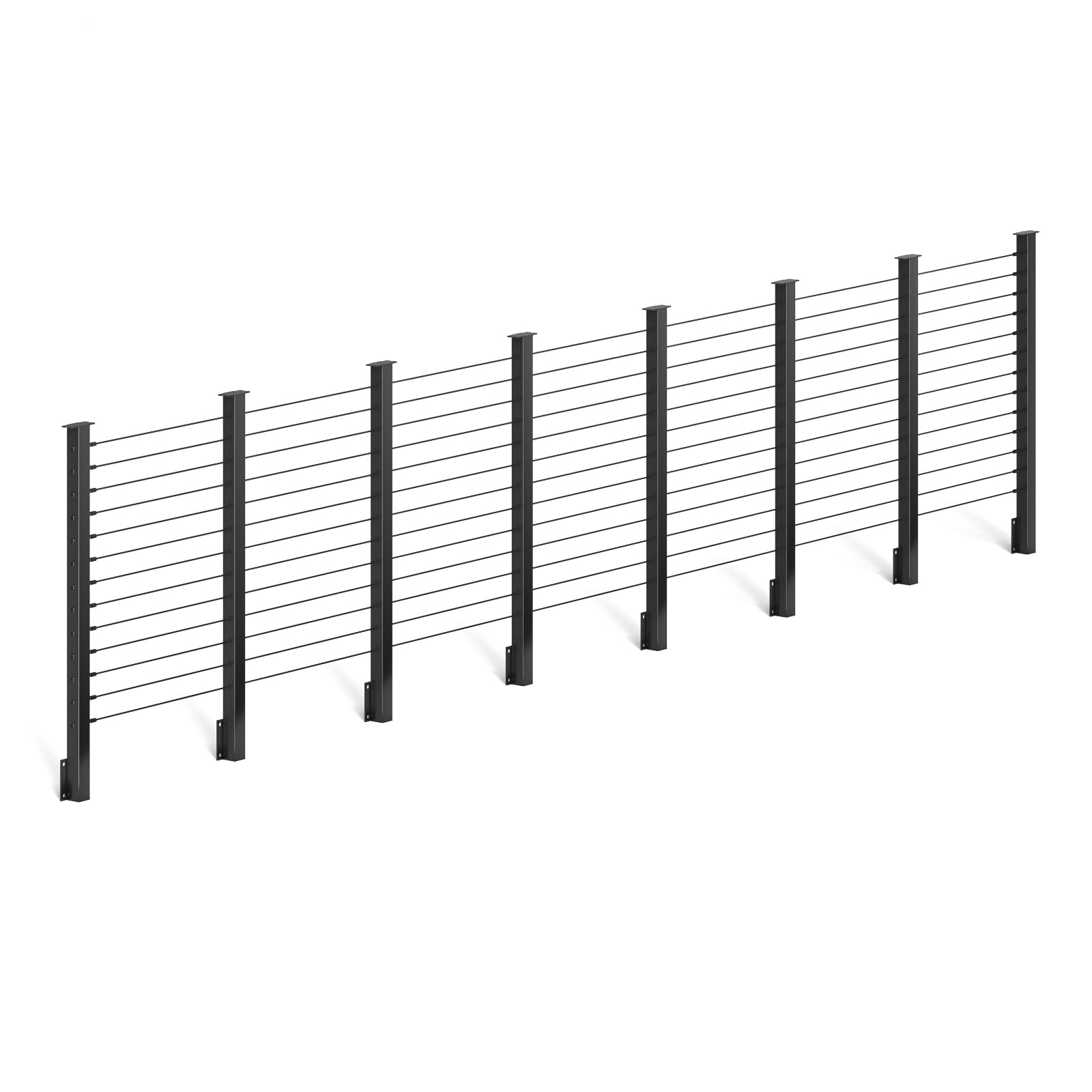 BLIKA  36'' & 42'' Black Side Mount Cable Railing System DIY Kit (4FT - 28FT,  No Handrail)