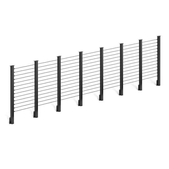 BLIKA  36'' & 42'' Black Side Mount Cable Railing System DIY Kit (4FT - 28FT,  No Handrail)