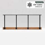 BLIKA 36'' & 42'' Black Side Mount Cable Railing System DIY Kit (4FT - 28FT, Level Drilled) - 3/16" Cable & Hardware
