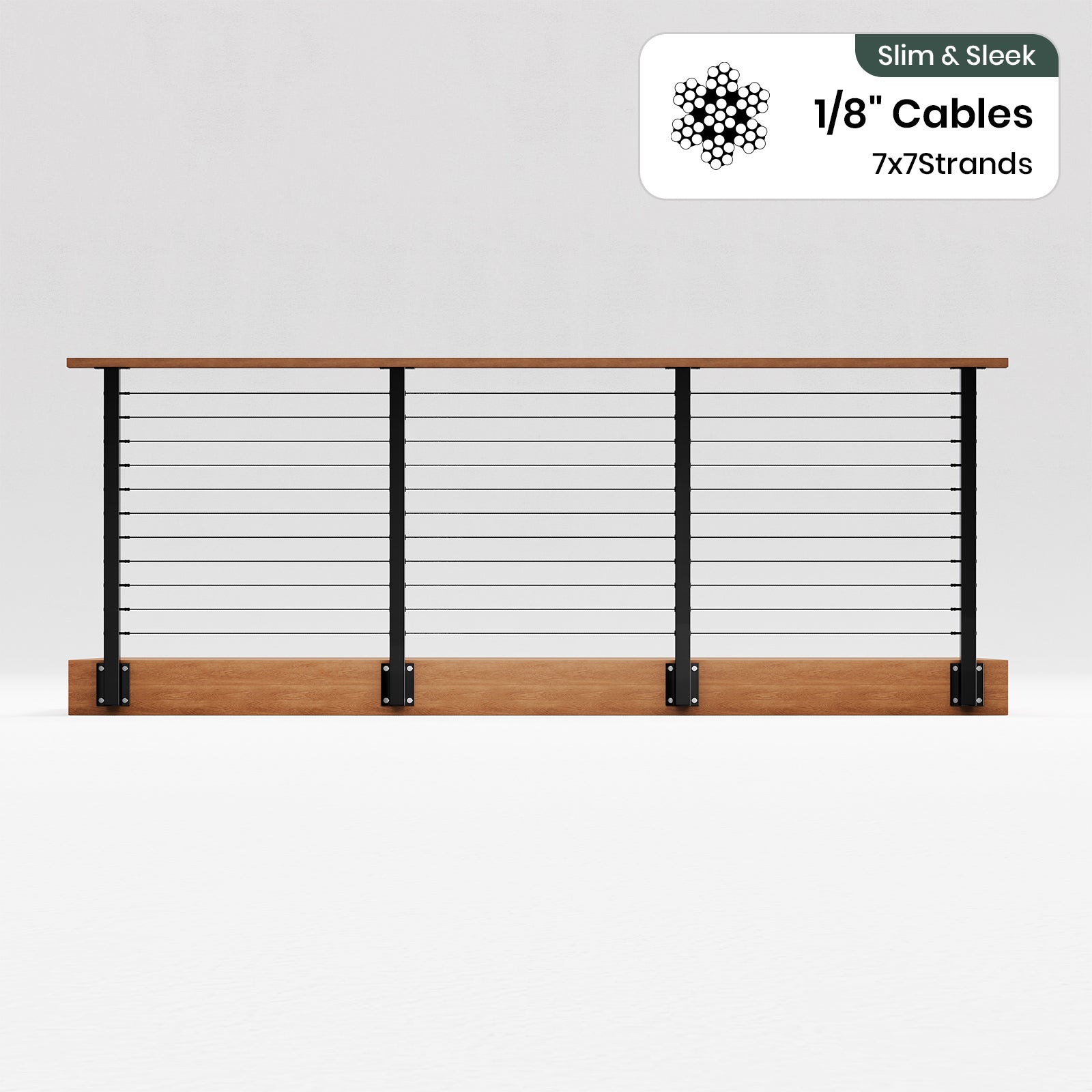 BLIKA  36'' & 42'' Black Side Mount Cable Railing System DIY Kit (4FT - 28FT,  No Handrail) - 1/8