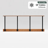 BLIKA  36'' & 42'' Black Side Mount Cable Railing System DIY Kit (4FT - 28FT,  No Handrail) - 1/8" Cable & Hardware