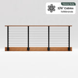 BLIKA  36'' & 42'' Black Side Mount Cable Railing System DIY Kit (4FT - 28FT,  No Handrail) - 3/16" Cable & Hardware
