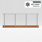 BLIKA 36'' & 42'' Brushed Stainless Steel Side Mount Cable Railing System DIY Kit (4FT - 28FT, Level Drilled) - 3/16" Cable & Hardware