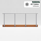 BLIKA 36'' & 42'' Brushed Stainless Steel Side Mount Cable Railing System DIY Kit (4FT - 28FT, Level Drilled) - 1/8" Cable & Hardware