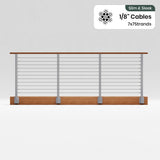 BLIKA 36'' & 42'' Brushed Stainless Steel Side Mount Cable Railing System DIY Kit (4FT - 28FT,  No Handrail) - 1/8" Cable & Hardware