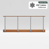 BLIKA 36'' & 42'' Brushed Stainless Steel Side Mount Cable Railing System DIY Kit (4FT - 28FT,  No Handrail) - 3/16" Cable & Hardware