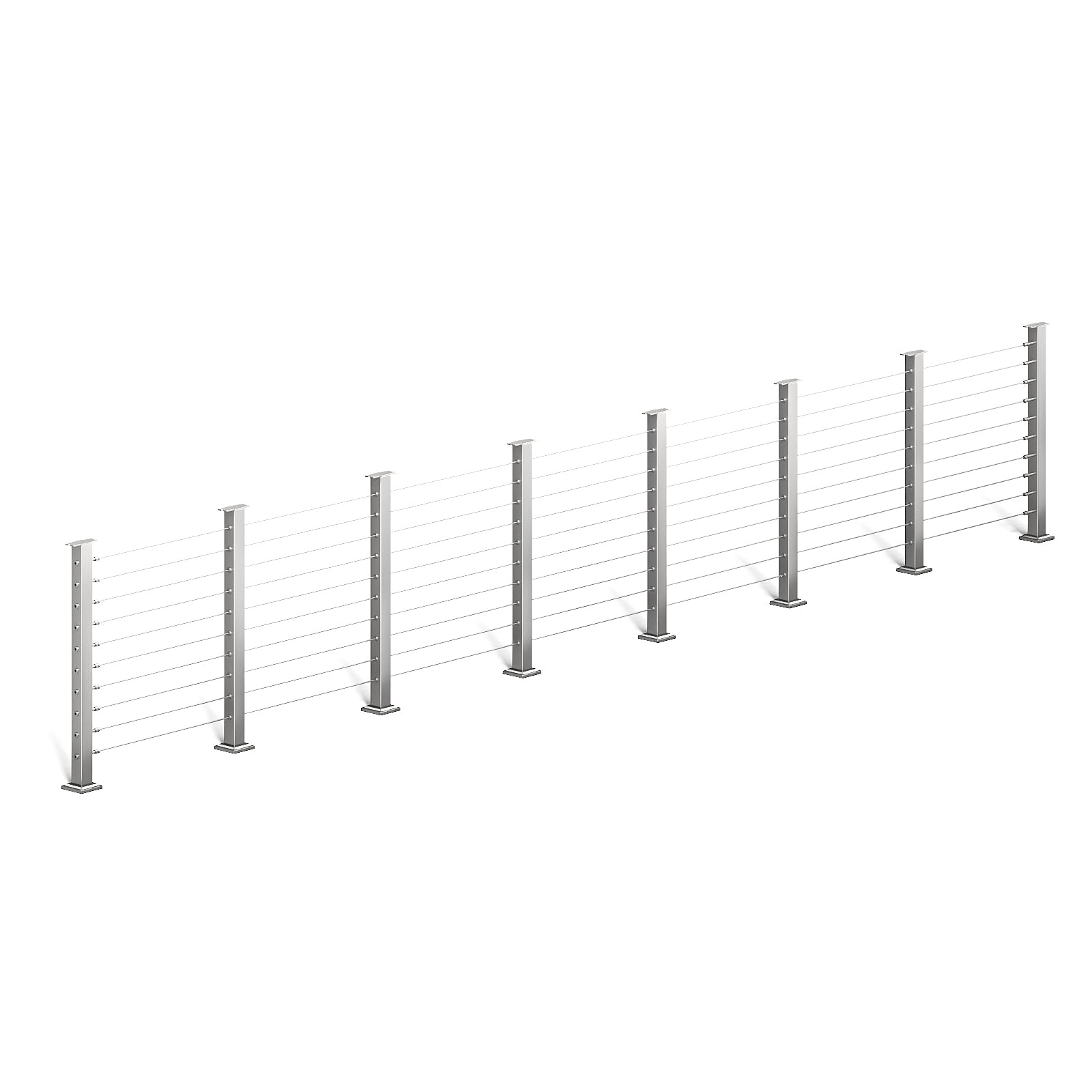 BLIKA 36'' & 42'' Brushed Stainless Steel Surface Mount Cable Railing System DIY Kit (4FT - 28FT, Level Drilled, No Handrail)