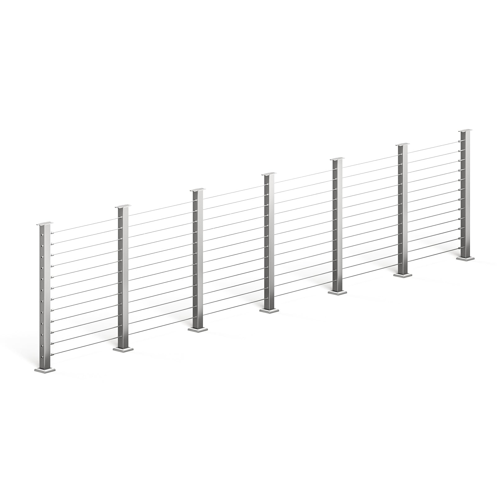 BLIKA 36'' & 42'' Brushed Stainless Steel Surface Mount Cable Railing System DIY Kit (4FT - 28FT, Level Drilled, No Handrail)