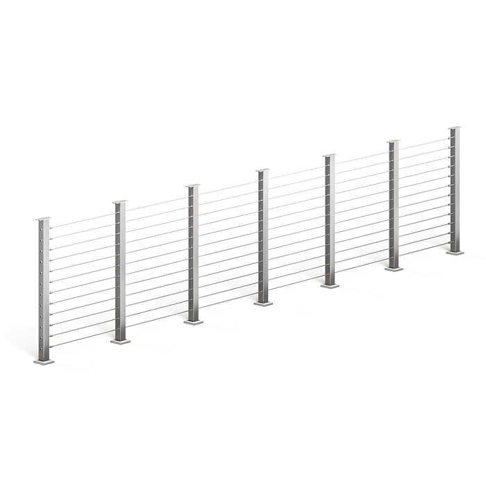 BLIKA 36'' & 42'' Brushed Stainless Steel Surface Mount Cable Railing System DIY Kit (4FT - 28FT, Level Drilled, No Handrail)