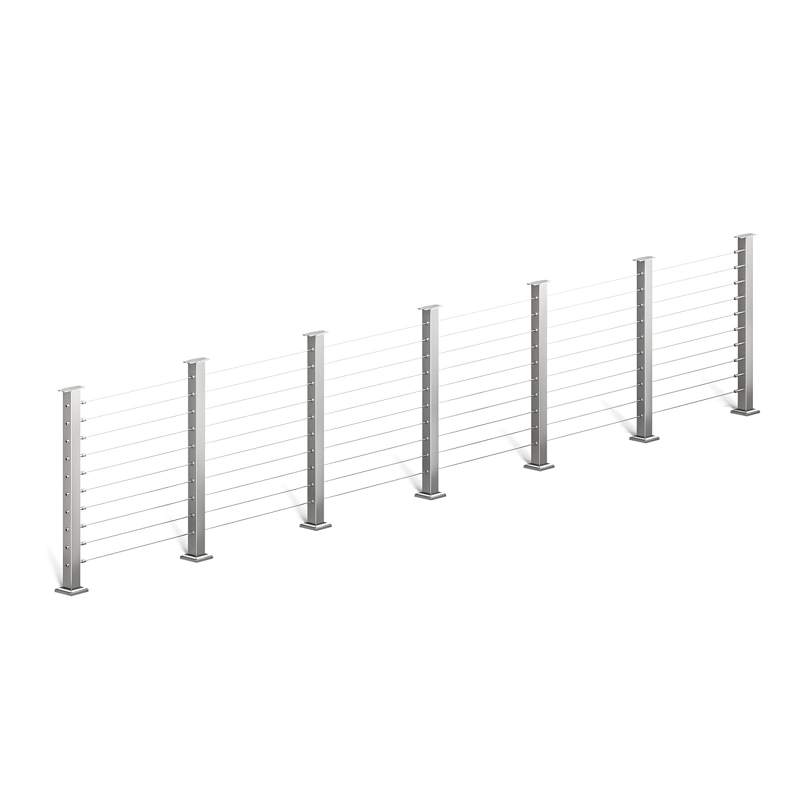 BLIKA 36'' & 42'' Brushed Stainless Steel Surface Mount Cable Railing System DIY Kit (4FT - 28FT, Level Drilled, No Handrail)