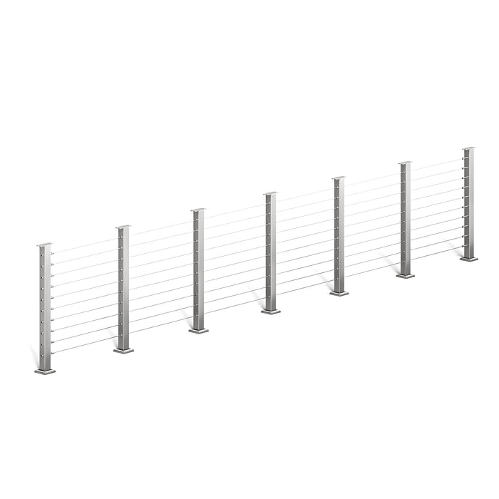 BLIKA 36'' & 42'' Brushed Stainless Steel Surface Mount Cable Railing System DIY Kit (4FT - 28FT, Level Drilled, No Handrail)