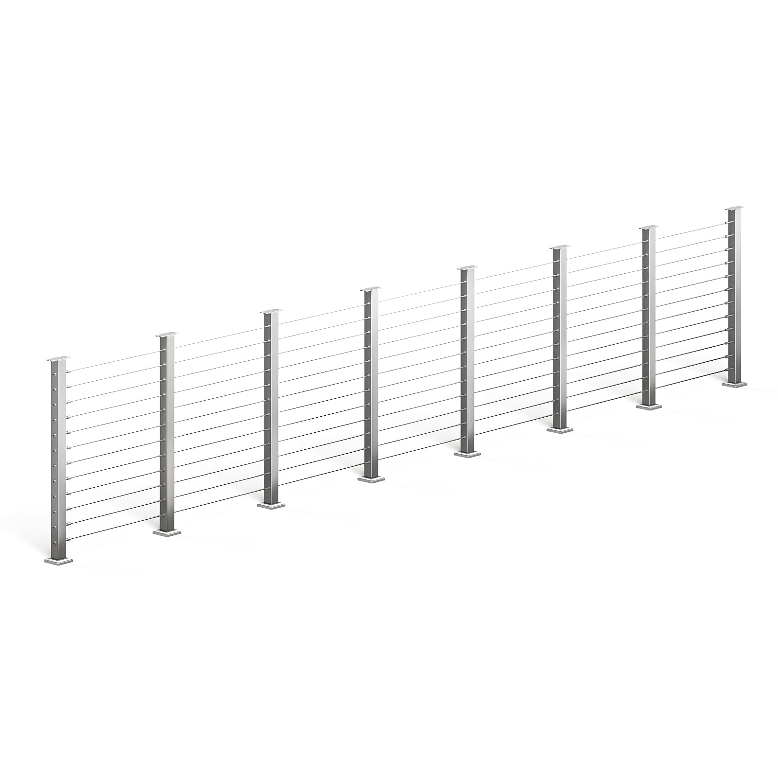 BLIKA 36'' & 42'' Brushed Stainless Steel Surface Mount Cable Railing System DIY Kit (4FT - 28FT, Level Drilled, No Handrail)