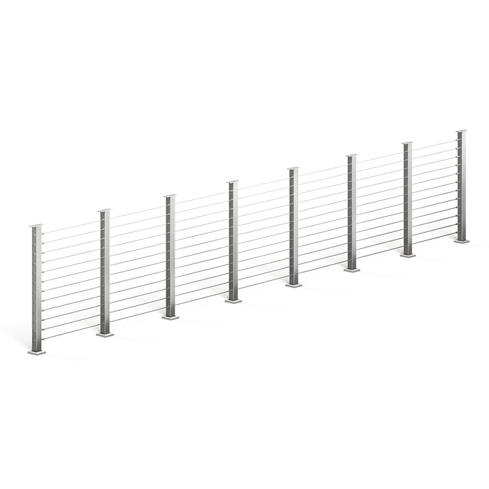 BLIKA 36'' & 42'' Brushed Stainless Steel Surface Mount Cable Railing System DIY Kit (4FT - 28FT, Level Drilled, No Handrail)
