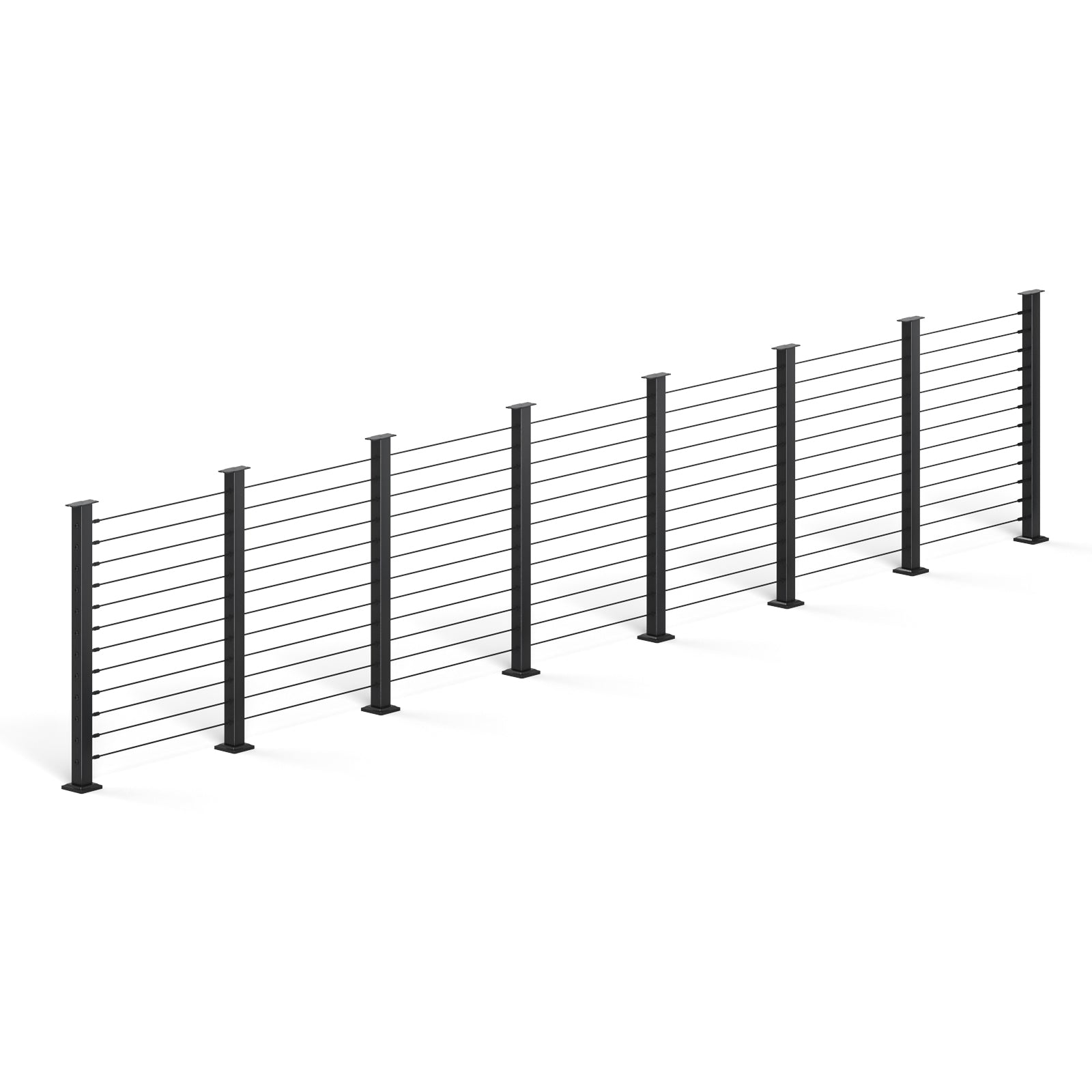 BLIKA 36'' & 42''  Black Surface Mount Cable Railing System DIY Kit (4FT - 28FT, Level Drilled, No Handrail)