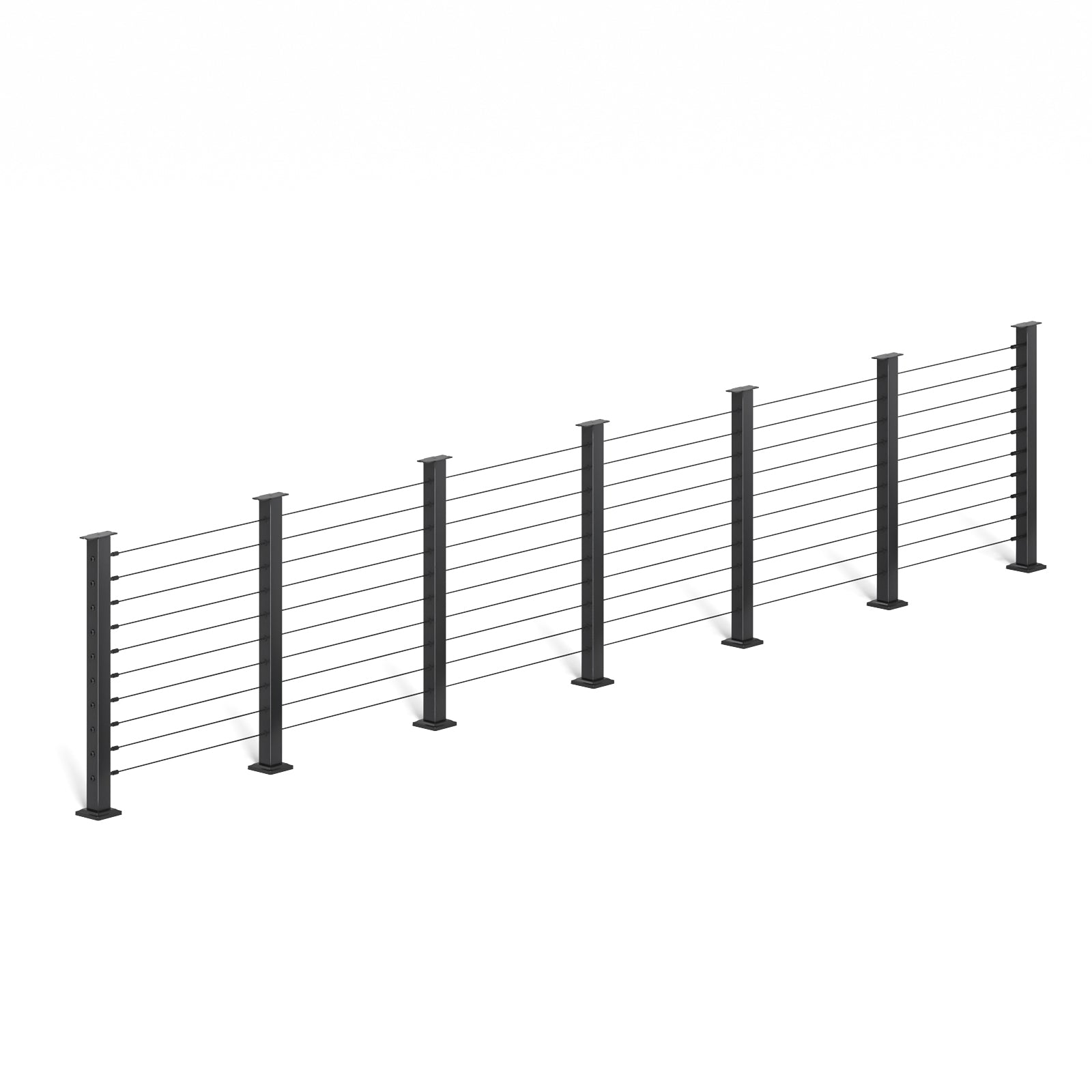 BLIKA 36'' & 42''  Black Surface Mount Cable Railing System DIY Kit (4FT - 28FT, Level Drilled, No Handrail)