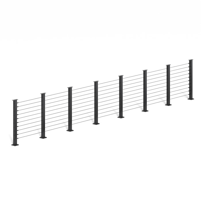BLIKA 36'' & 42''  Black Surface Mount Cable Railing System DIY Kit (4FT - 28FT, Level Drilled, No Handrail)