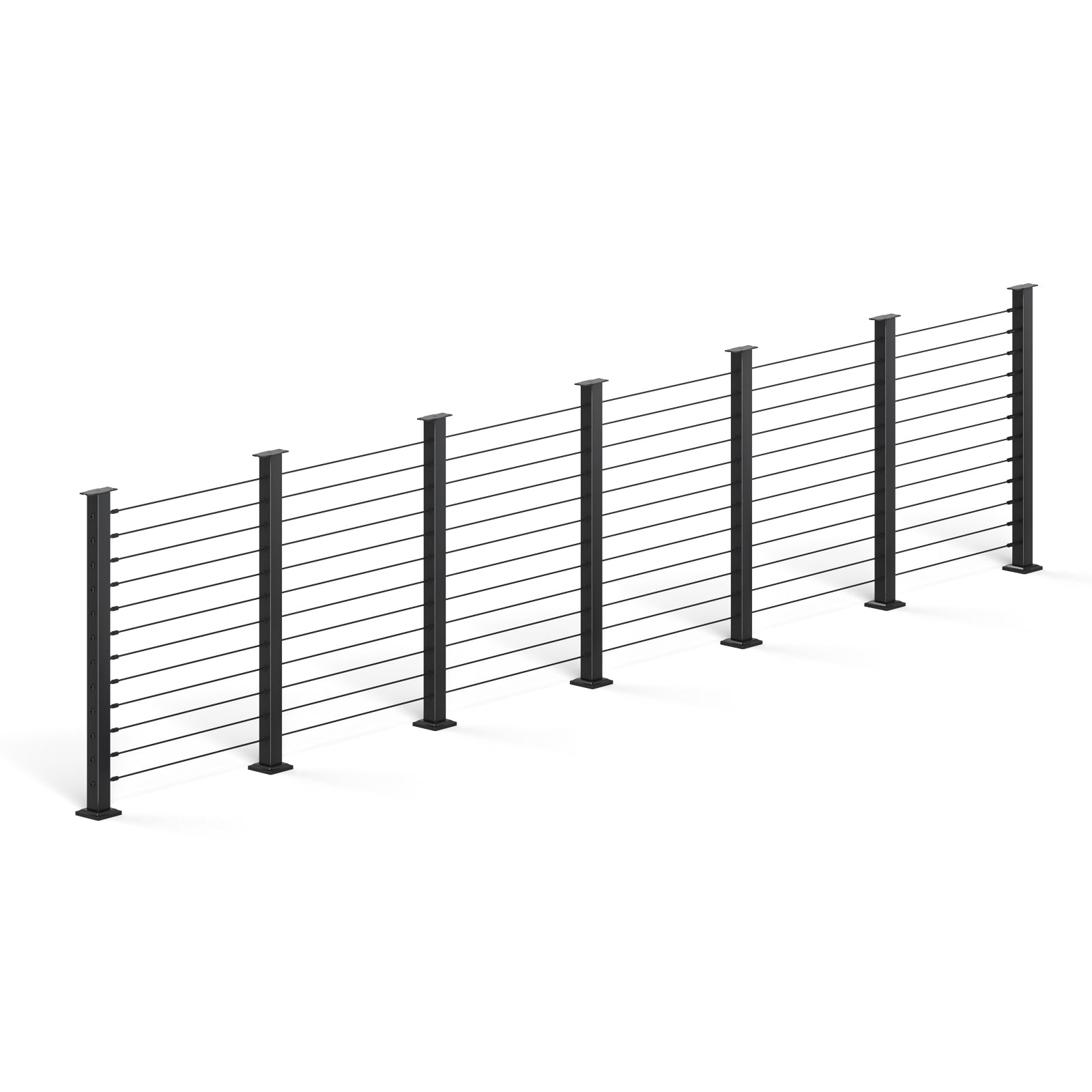 BLIKA 36'' & 42''  Black Surface Mount Cable Railing System DIY Kit (4FT - 28FT, Level Drilled, No Handrail)