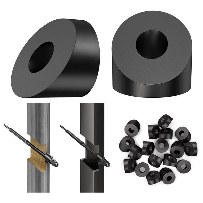 1/4" ID Black 30 Degree Beveled Washer for Cable Railing, T316 Stainless Steel Matte Finish.