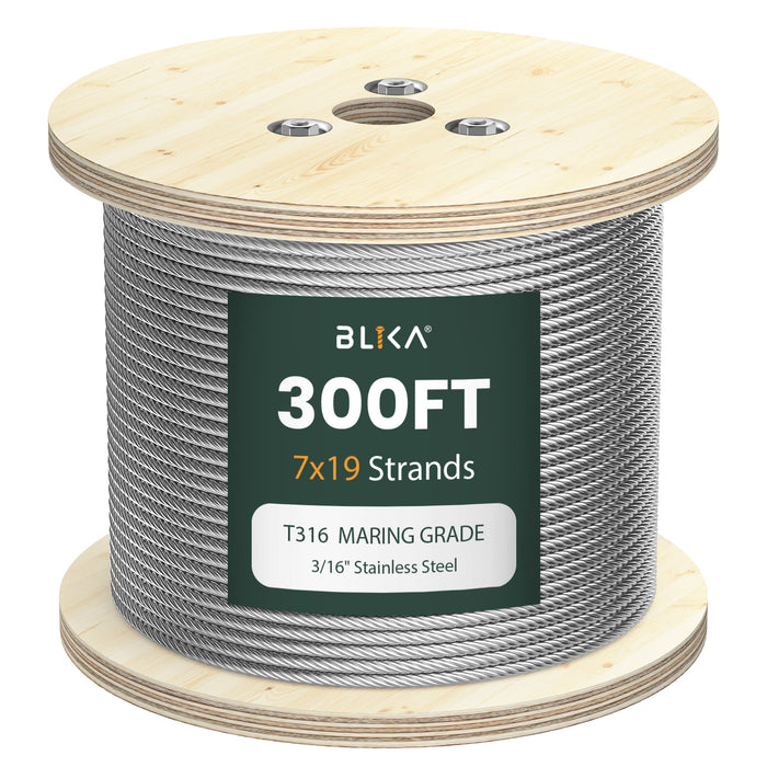 Various length options for 3/16" cable, available in 300 feet spools.
