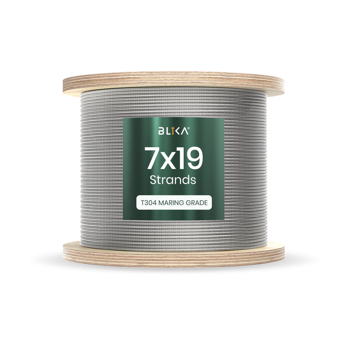 3/16" T304 Stainless Steel Cable for Railing, Heavy Duty 7x19 Strand Wire Rope Spool.