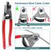 Heavy duty 8 inch wire rope cutter included in the kit, provides clean cuts for 1/8" and 3/16" cables.