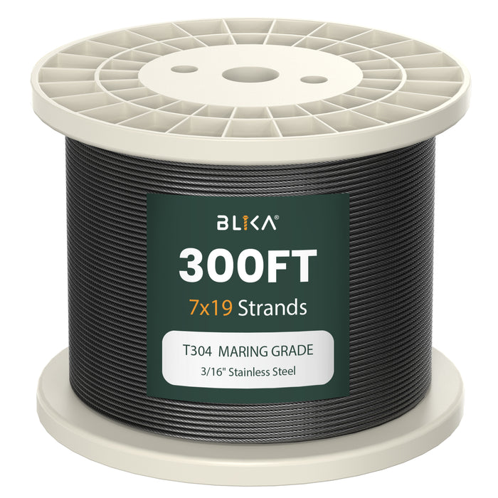 Black stainless steel cable available in 300ft  spool lengths for deck railing.