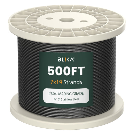 Black stainless steel cable available in 500ft spool length for deck railing.