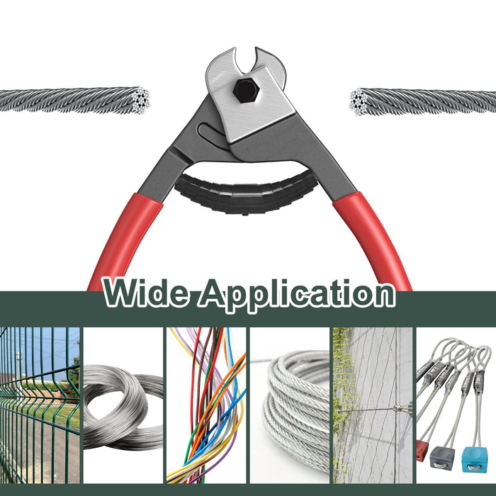 Demonstration of a clean, burr-free cut on a 1/8 inch stainless steel cable using BLIKA cutter.