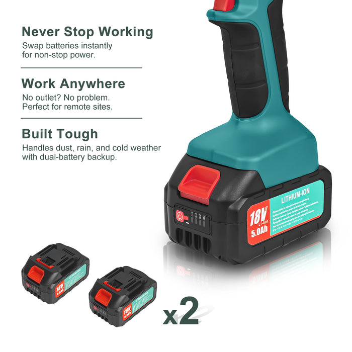 High-capacity lithium-ion battery for BLIKA cordless electric hydraulic crimping tool.