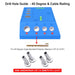 Multi-angle drill guide with 4 sizes of guide holes (3/16", 1/4", 5/16", 3/8") for various cable bolts.