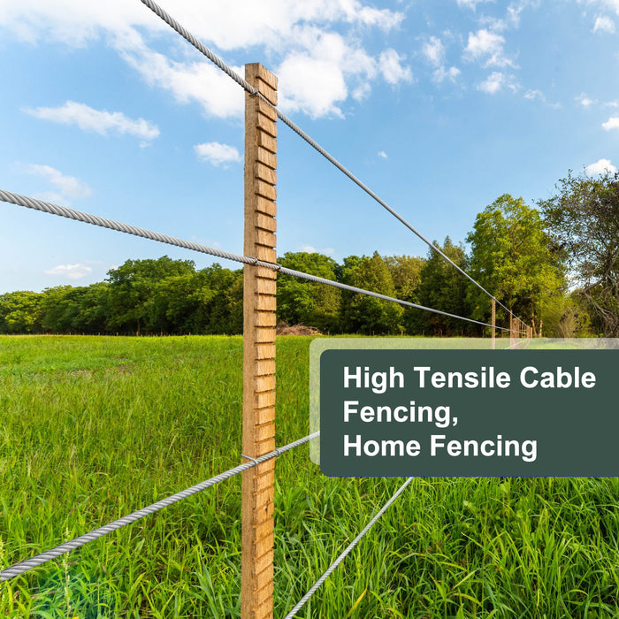 Professional modern outdoor railing featuring 3/16 inch flexible 7x19 wire rope.