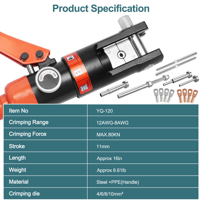 Upgraded Hydraulic Crimping Tool and 8" Cable Cutter Kit for 1/8" and 3/16" Cable Railing Hardware.