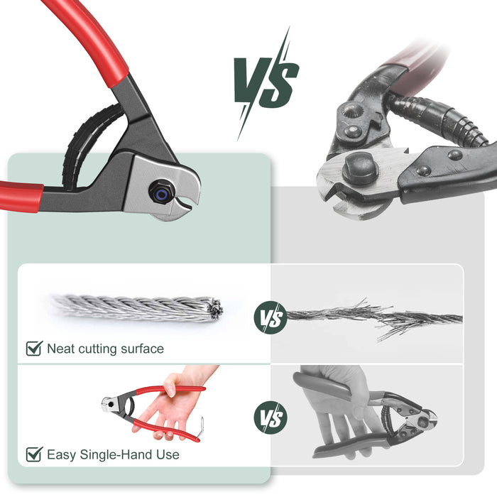 Close-up of hardened steel blades on BLIKA cable cutter for clean, fray-free wire rope cuts.