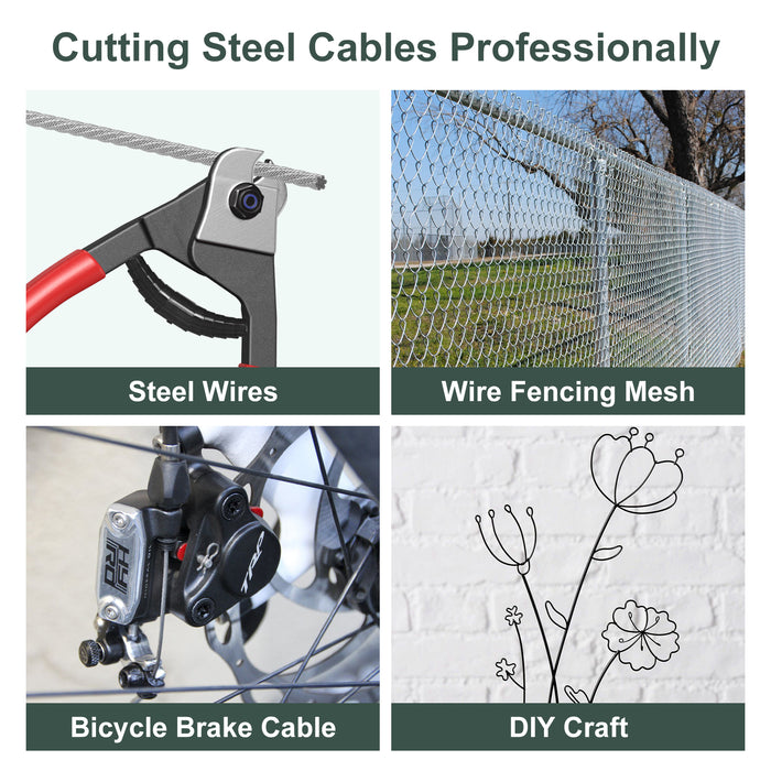 BLIKA 8 inch wire rope cutter tool, essential for cable railing installation on stairs and decks.