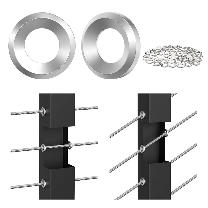 BLIKA 20-Pack Black Cable Railing Adhesive Sleeves, T316 Stainless Steel Protector for 1/8" 3/16" Wire Rope on Metal & Wood Posts