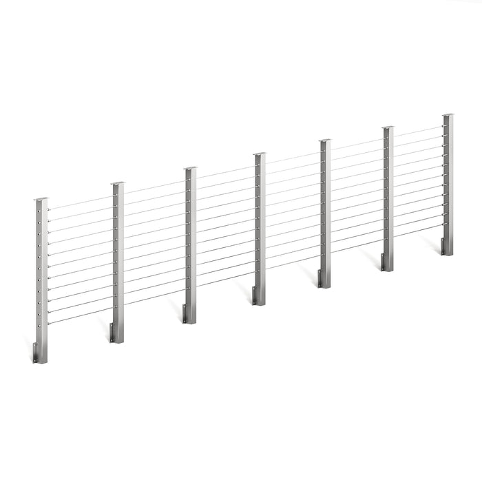 BLIKA 36'' & 42'' Brushed Stainless Steel Side Mount Cable Railing System DIY Kit (4FT - 28FT,  No Handrail)