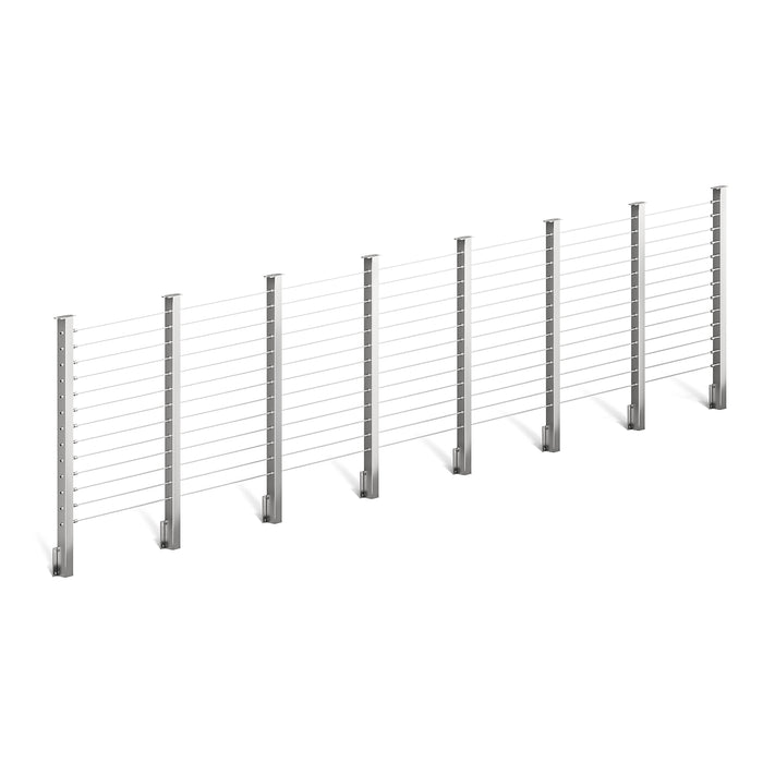 BLIKA 36'' & 42'' Brushed Stainless Steel Side Mount Cable Railing System DIY Kit (4FT - 28FT,  No Handrail)