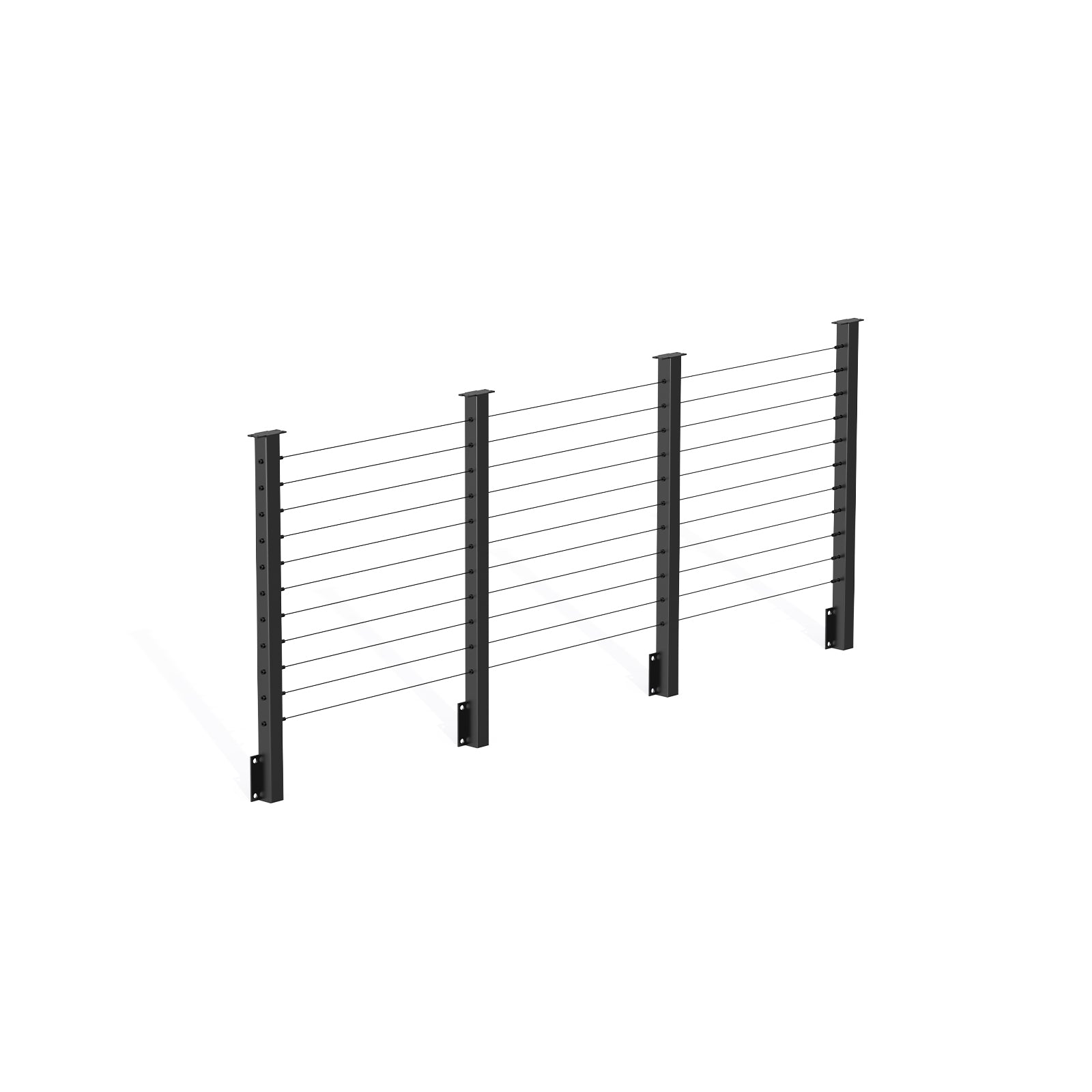 BLIKA 42'' Black Side Mount Cable Railing System DIY Kit (4FT - 20FT,  No Handrail)