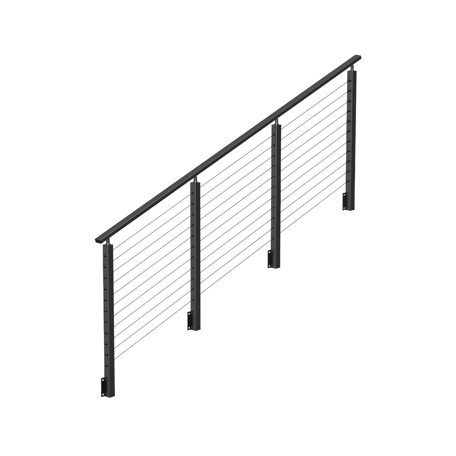 BLIKA 42'' Black Side Mount Stair Cable Railing System DIY Kit (4FT - 20FT, Level Drilled)
