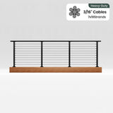 BLIKA 36'' & 42'' Black Surface Mount Cable Railing System DIY Kit (4FT - 28FT, Level Drilled, ) - 3/16" Cable & Hardware